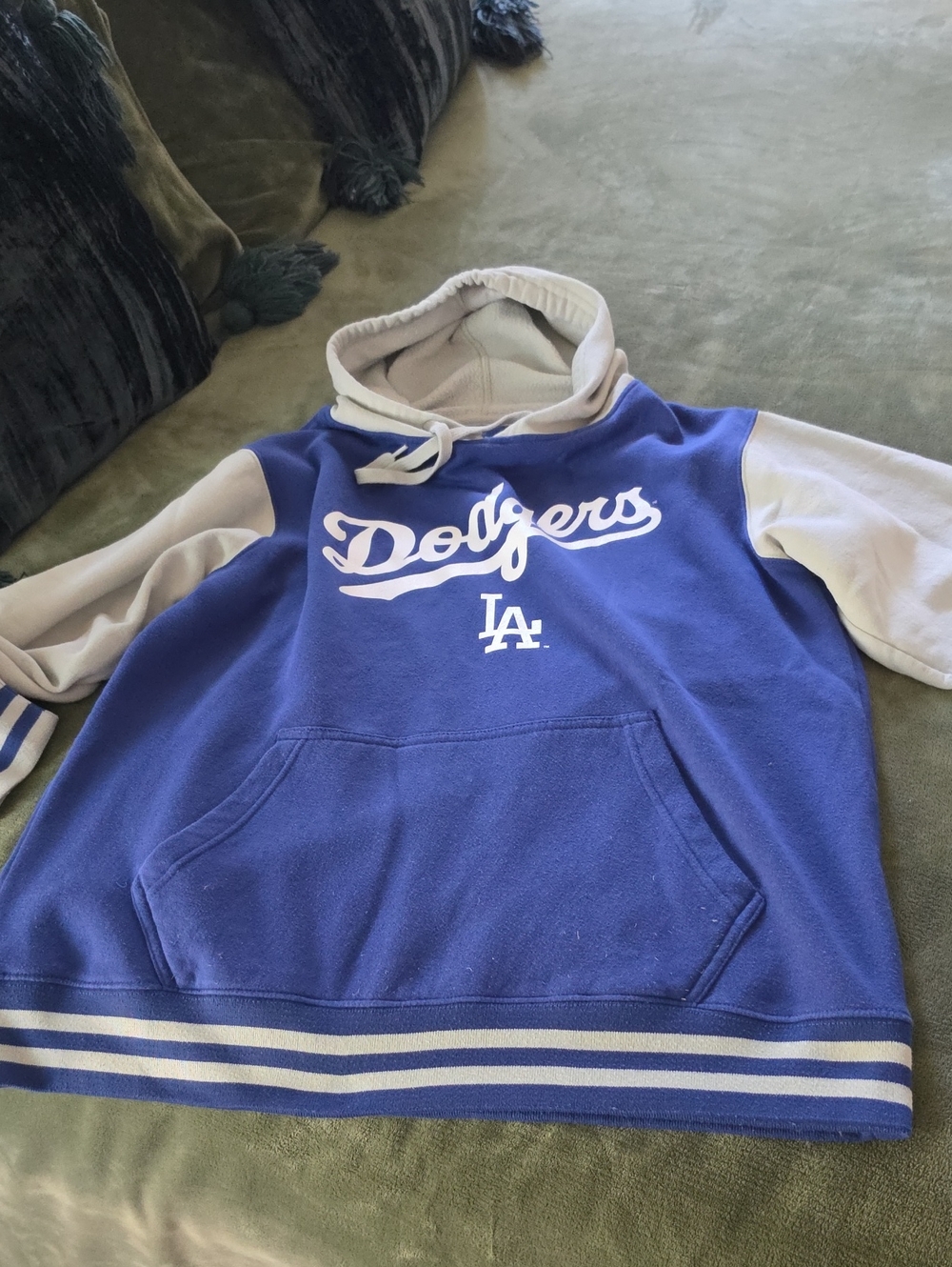 ADULT MENS  Pullover Hoodie - Royal Blue & White DODGERS
